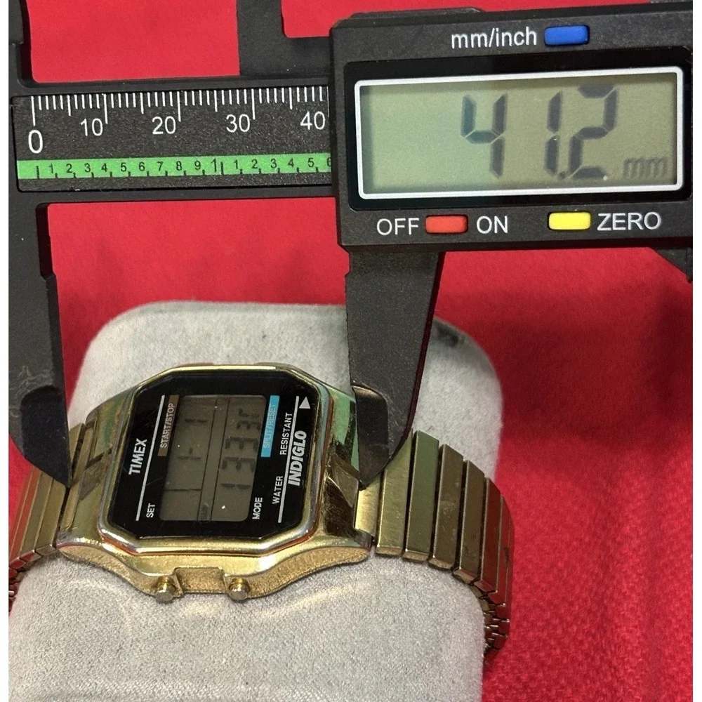Vintage Timex Indiglo Digital Men Gold Tone Alarm Chrono Quartz Watch New Batter